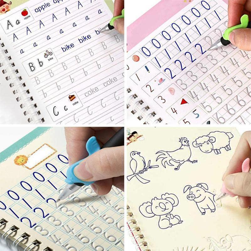 Sank Magic Practice Copybook 4 for Kids - The Print Handwiriting Workbook-Reusable Writing Practice Book (Multi Magic Practice Book) Pack of 2
